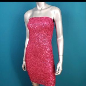 Sequin Pink Strapless Dress